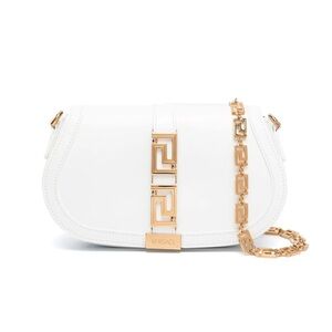 Versace White Shoulder Bag with Gold Chain